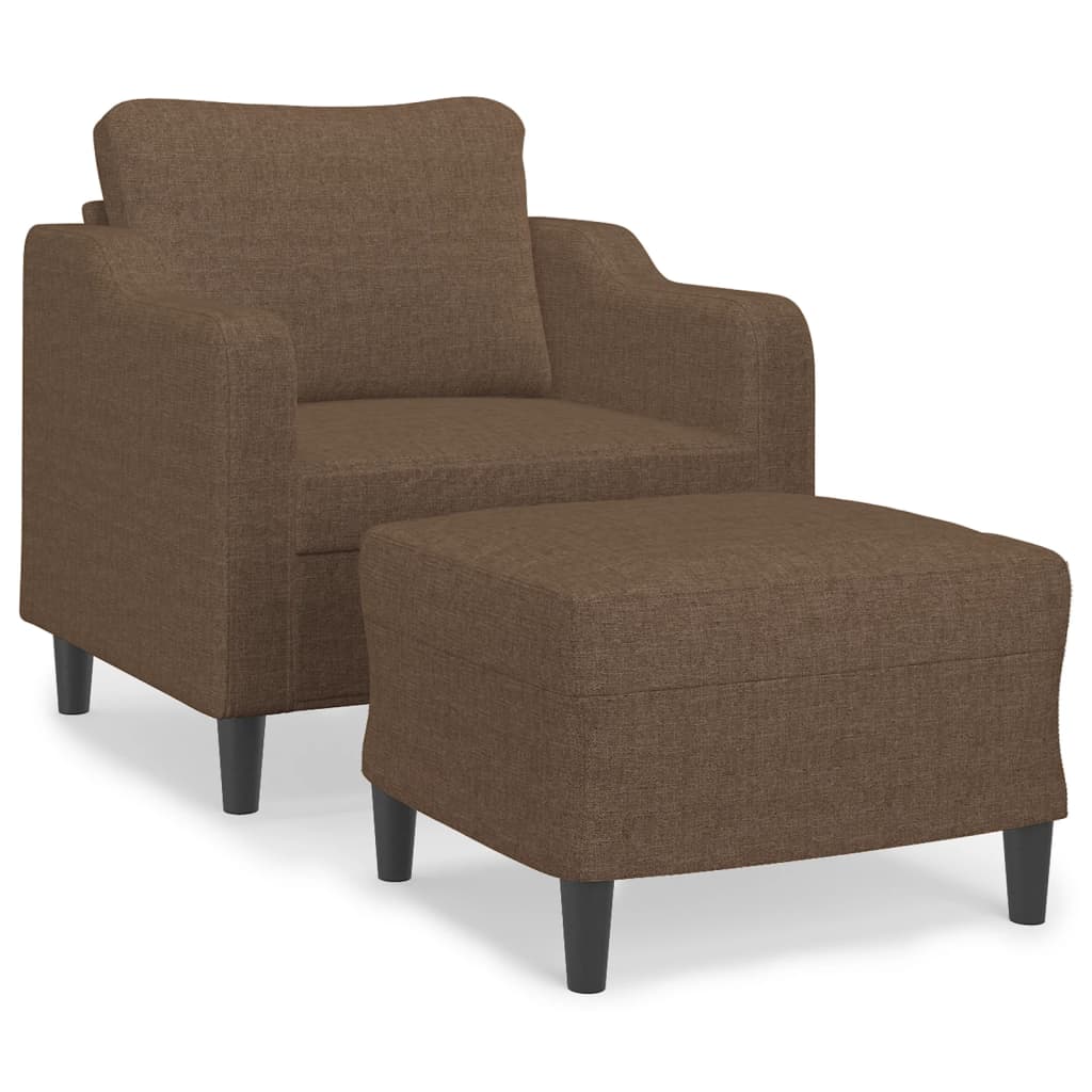 Sessel mit Hocker Braun 60 cm Stoff