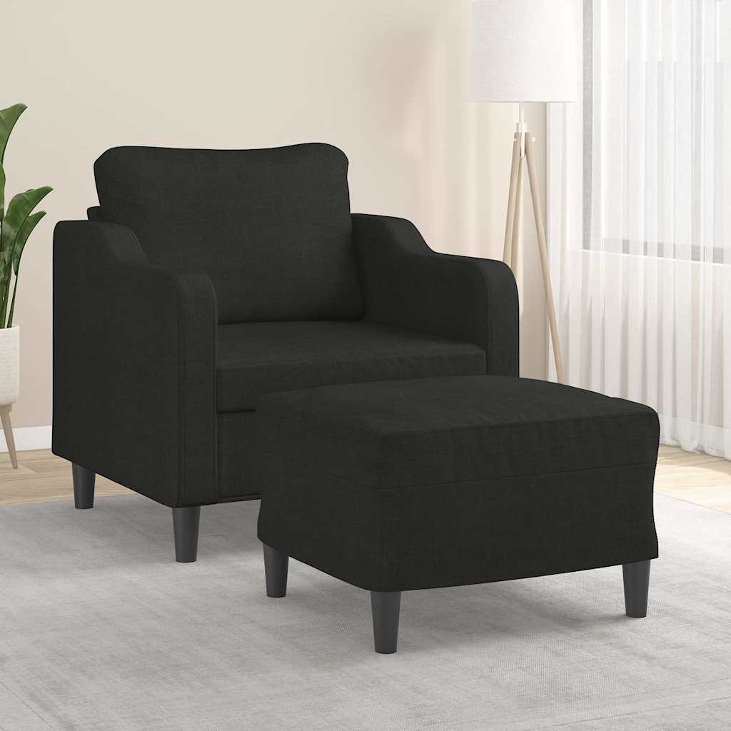 Sessel mit Hocker Schwarz 60 cm Stoff