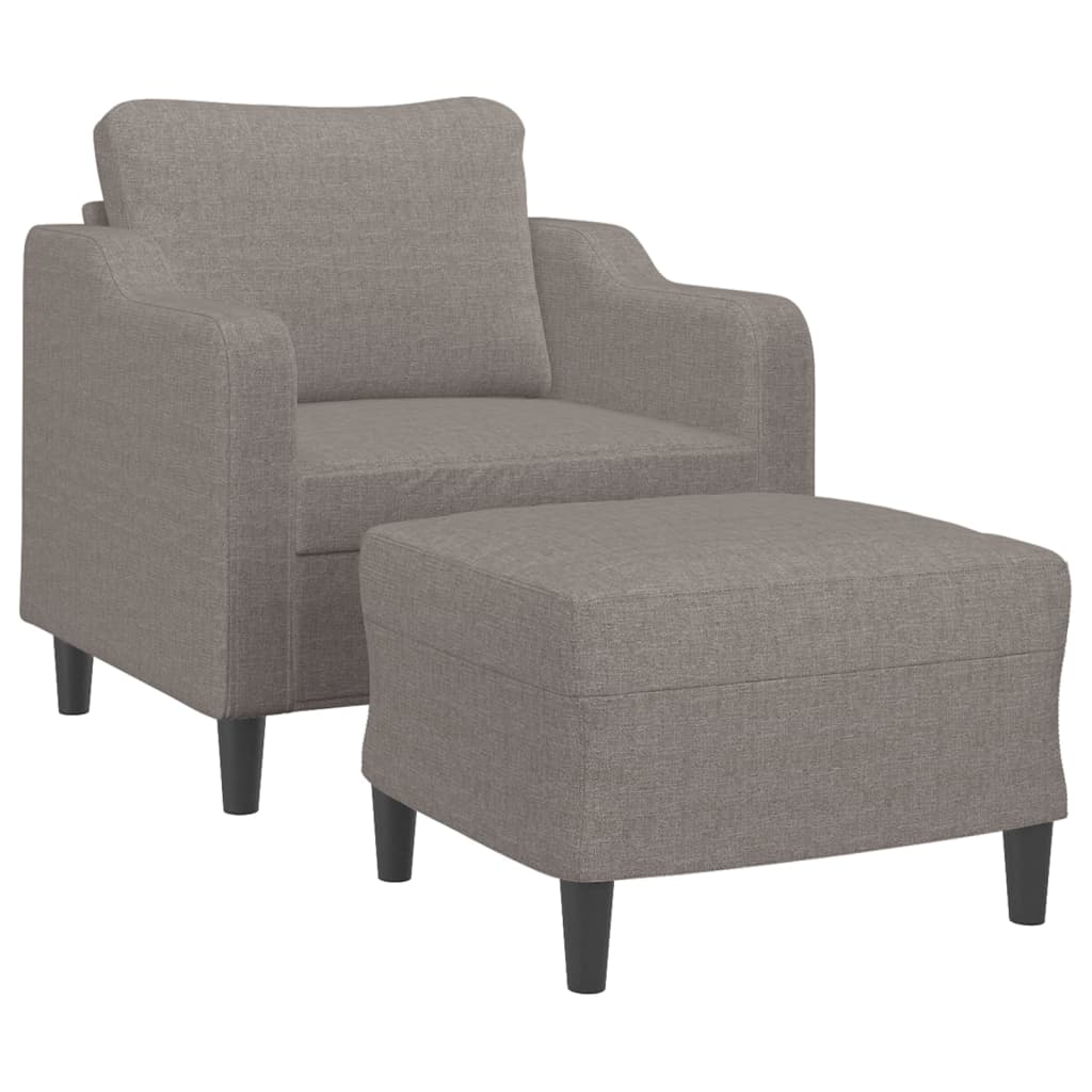 Sessel mit Hocker Taupe 60 cm Stoff