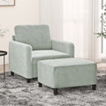 Sessel mit Hocker Hellgrau 60 cm Samt