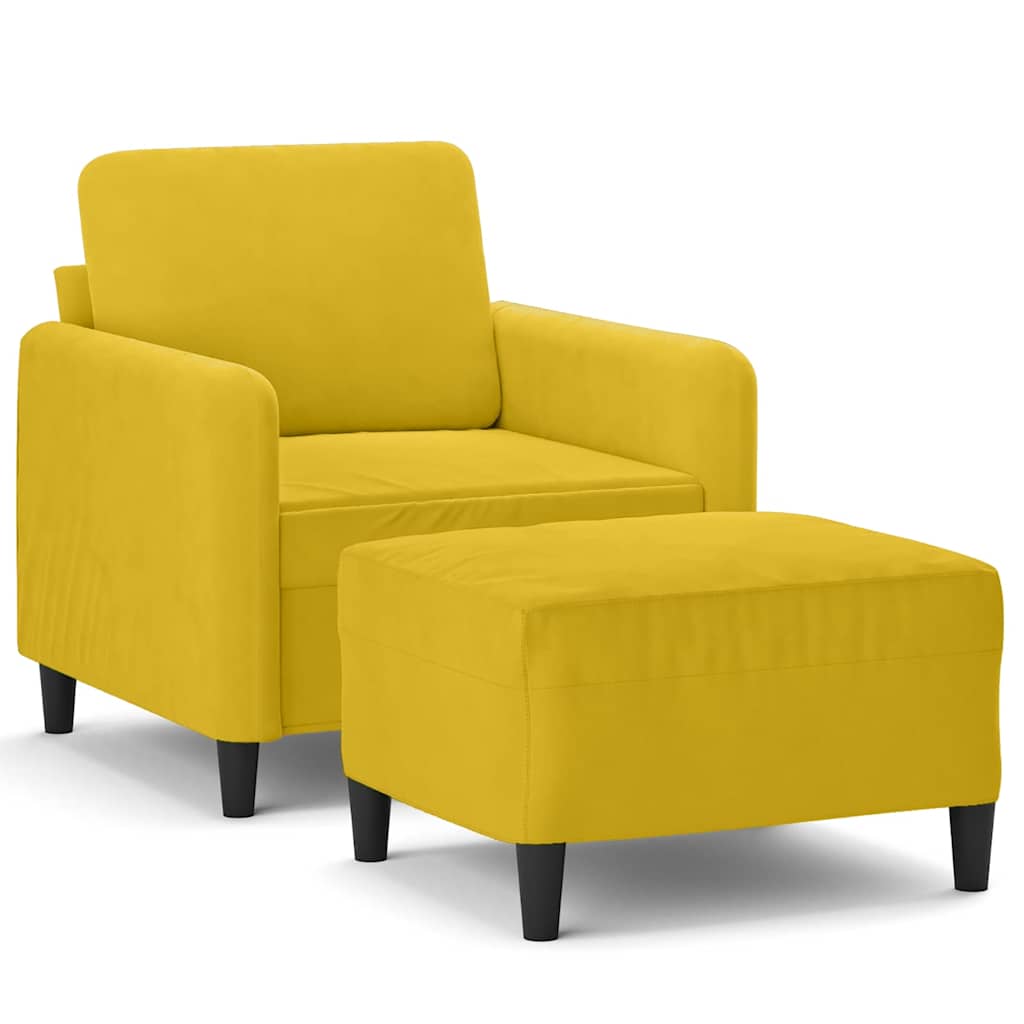 Sessel mit Hocker Gelb 60 cm Samt