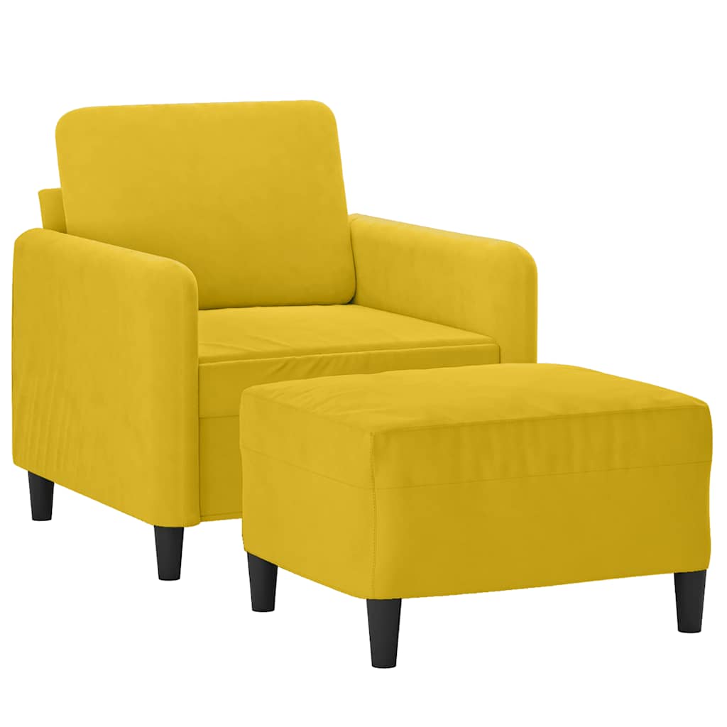 Sessel mit Hocker Gelb 60 cm Samt