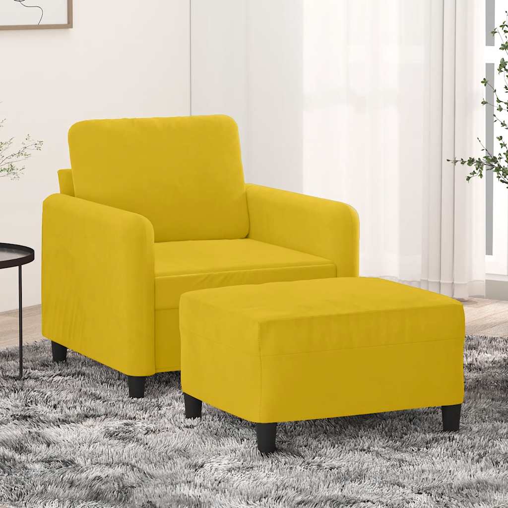 Sessel mit Hocker Gelb 60 cm Samt