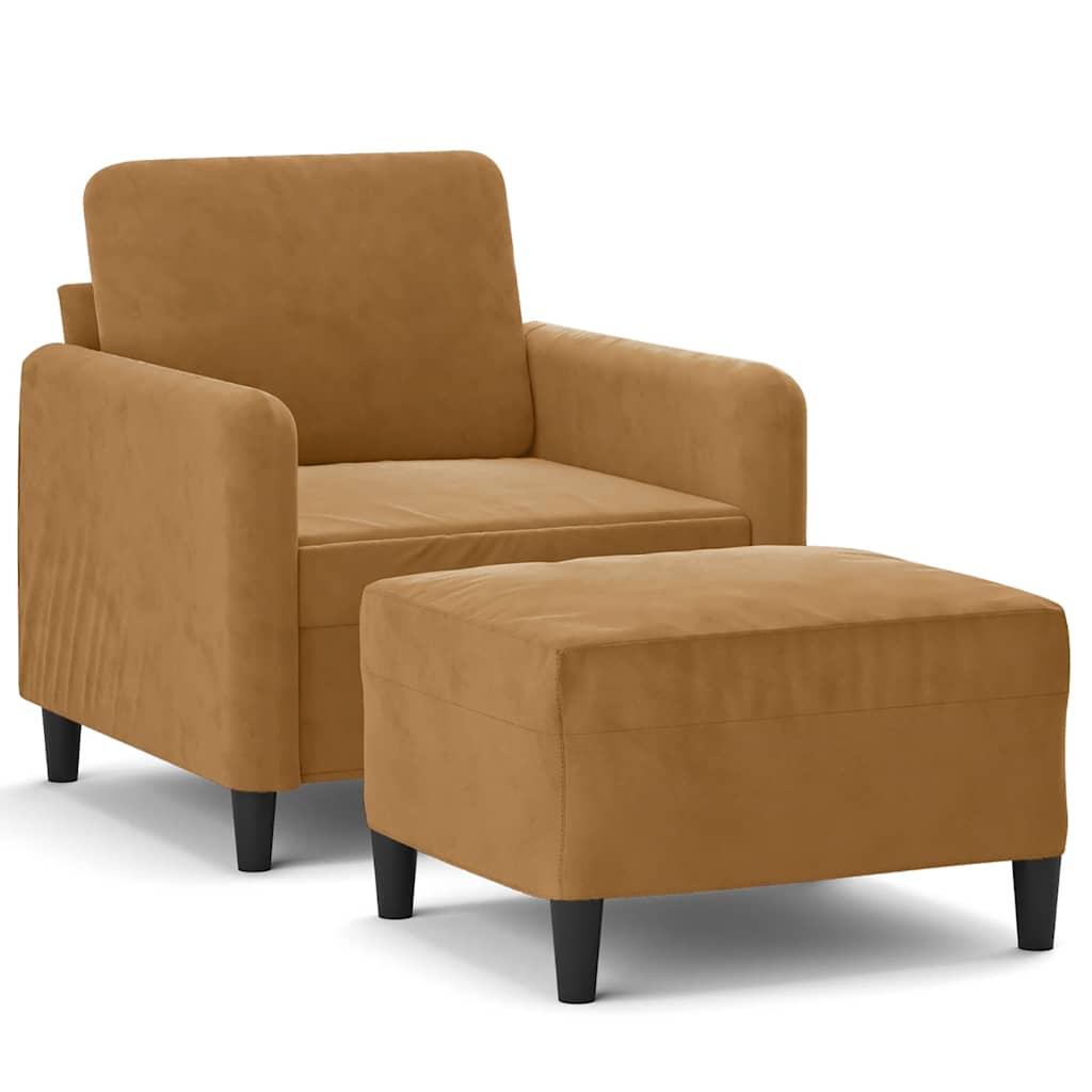 Sessel mit Hocker Braun 60 cm Samt
