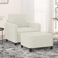 Sessel mit Hocker Creme 60 cm Samt