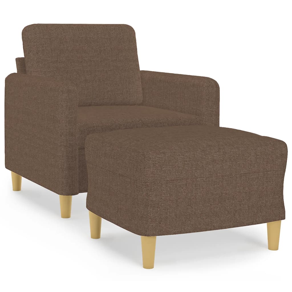 Sessel mit Hocker Braun 60 cm Stoff