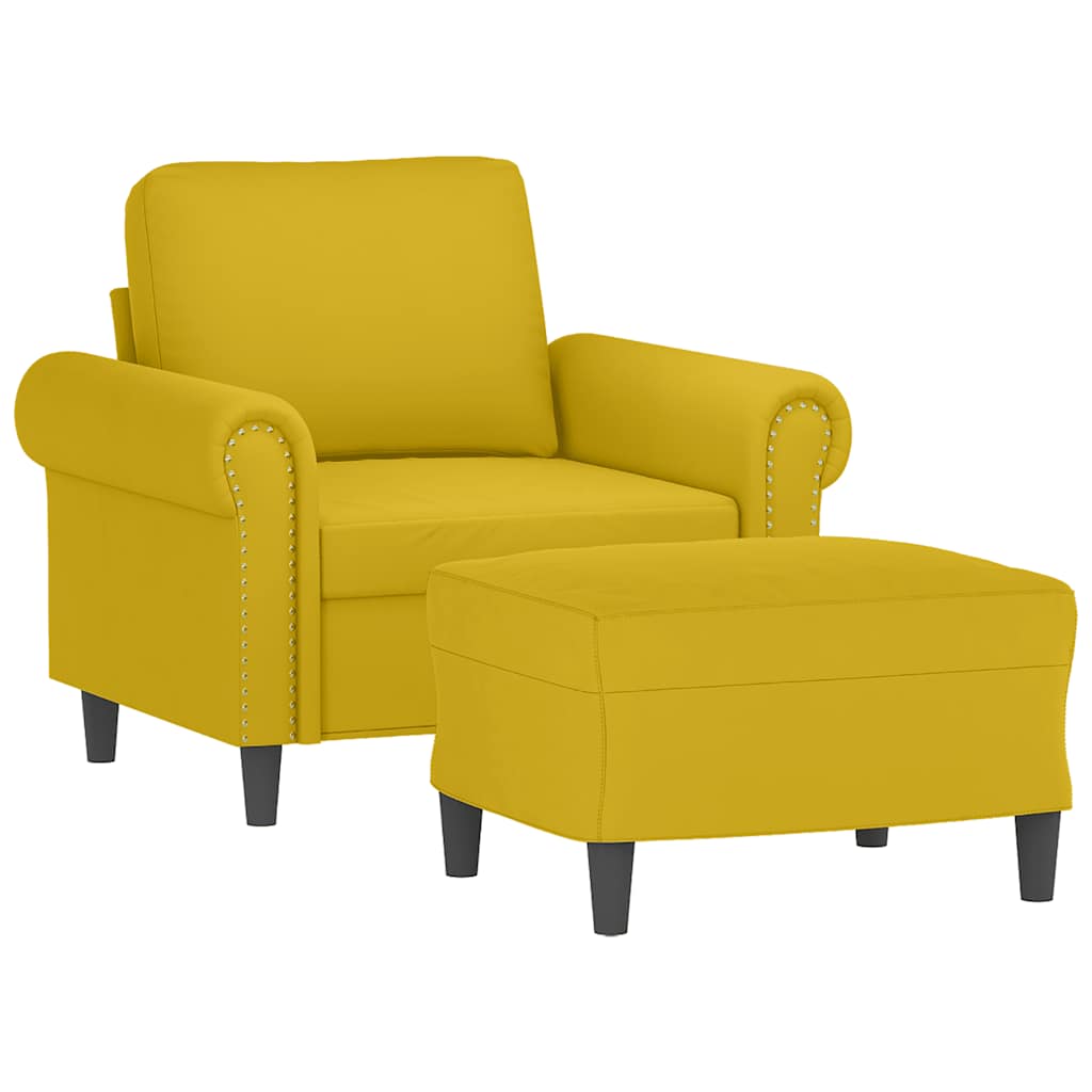Sessel mit Hocker Gelb 60 cm Samt