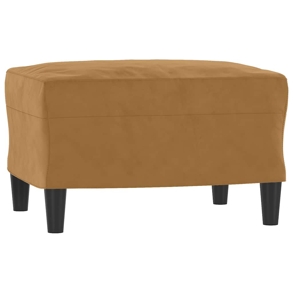 Sessel mit Hocker Braun 60 cm Samt
