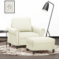 Sessel mit Hocker Creme 60 cm Samt