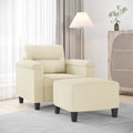 Sessel mit Hocker Creme 60 cm Kunstleder