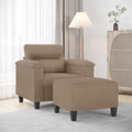 Sessel mit Hocker Cappuccino-Braun 60 cm Kunstleder