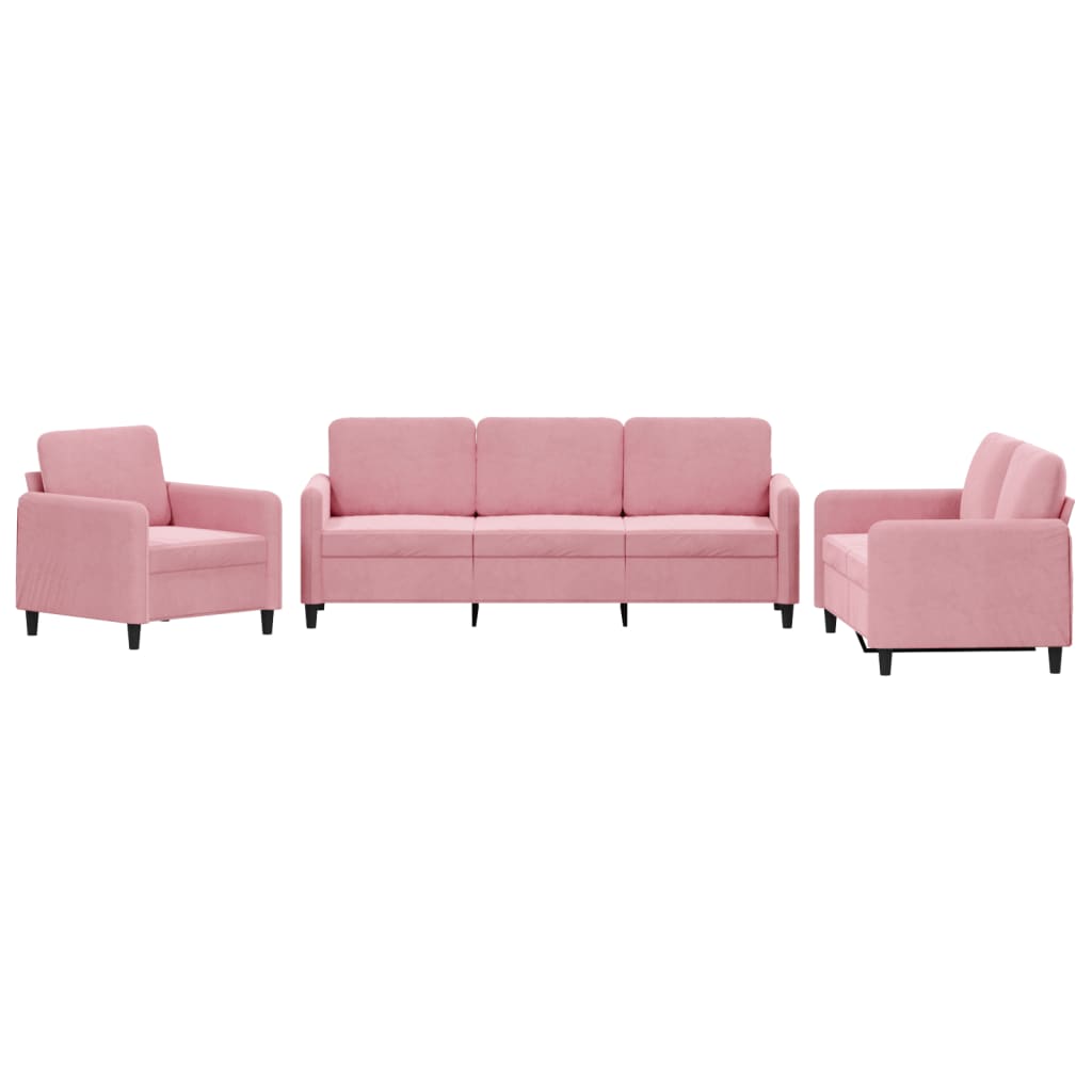3-tlg. Sofagarnitur Rosa Samt