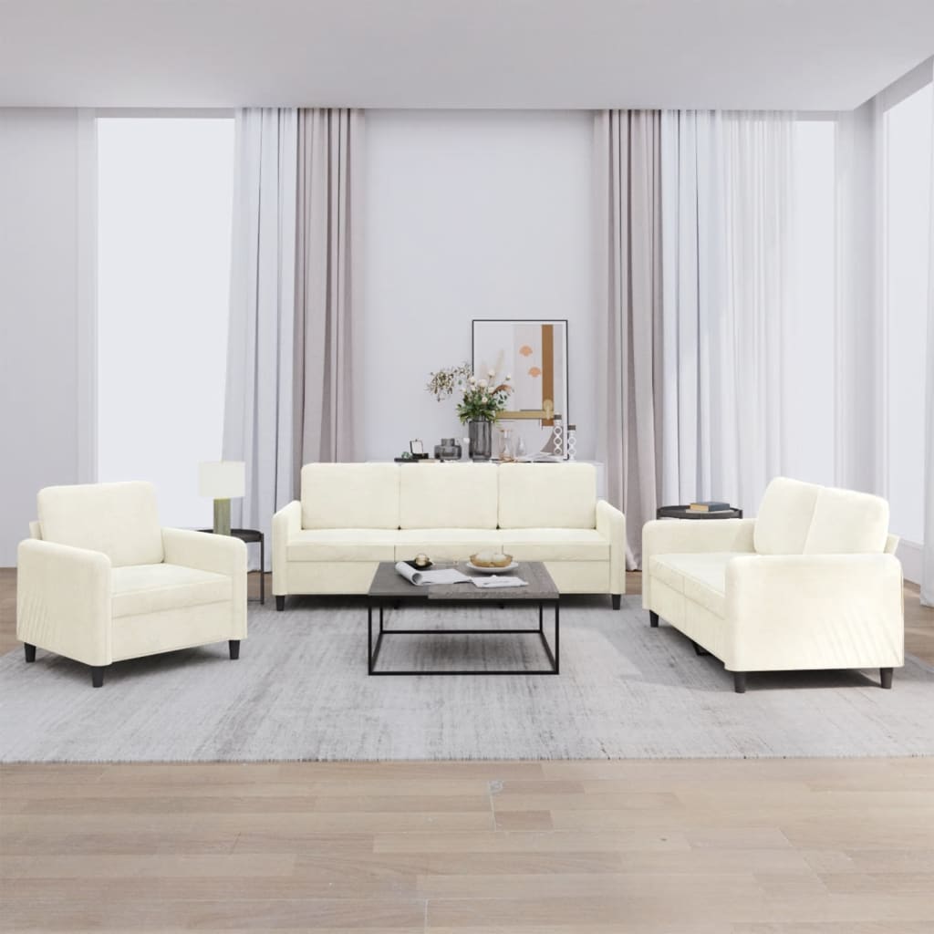 3-tlg. Sofagarnitur Creme Samt