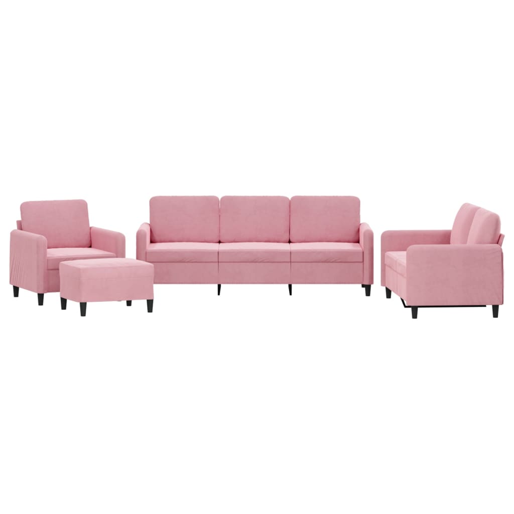 4-tlg. Sofagarnitur Rosa Samt