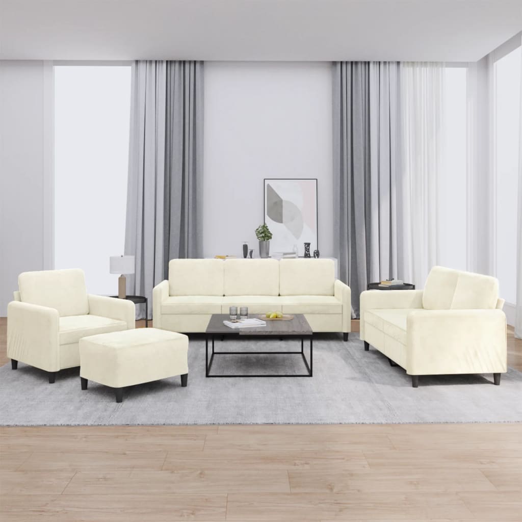 4-tlg. Sofagarnitur Creme Samt