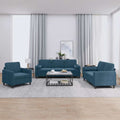 3-tlg. Sofagarnitur mit Kissen Blau Samt