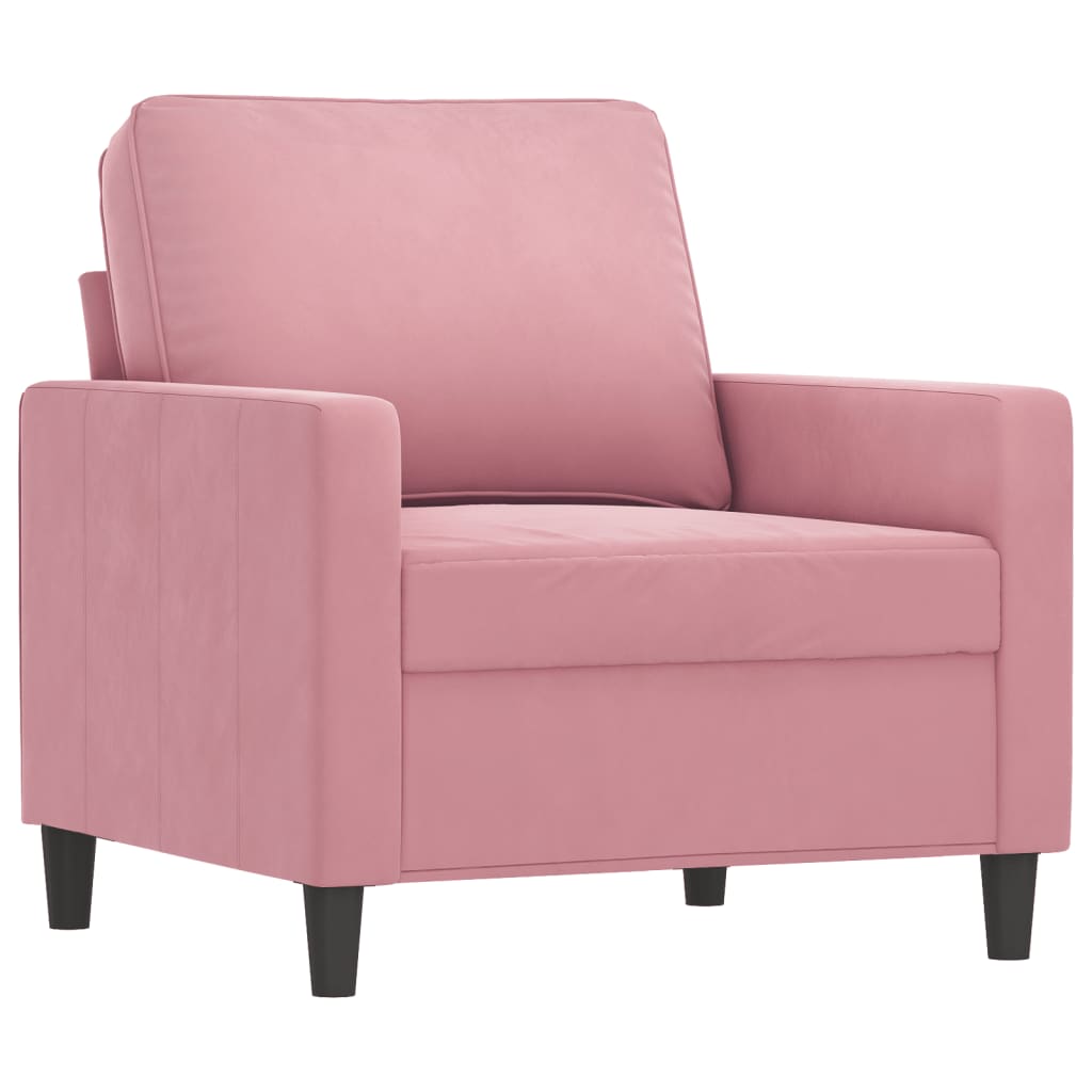 4-tlg. Sofagarnitur mit Kissen Rosa Samt