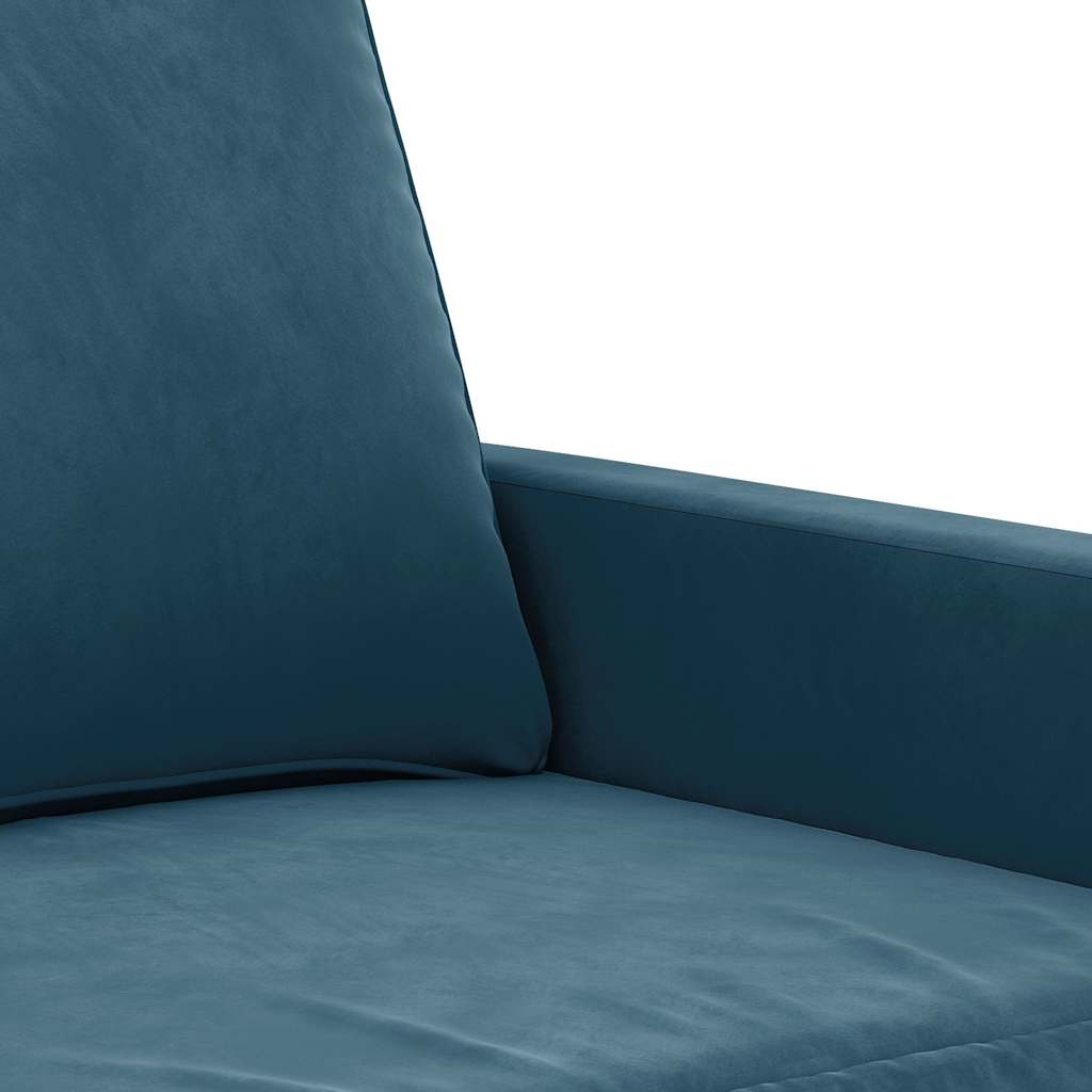 4-tlg. Sofagarnitur mit Kissen Blau Samt