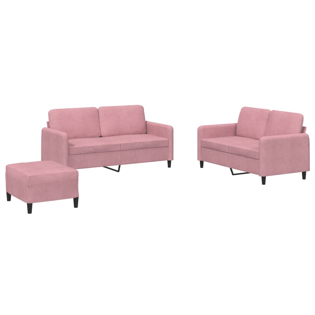 3-tlg. Sofagarnitur Rosa Samt