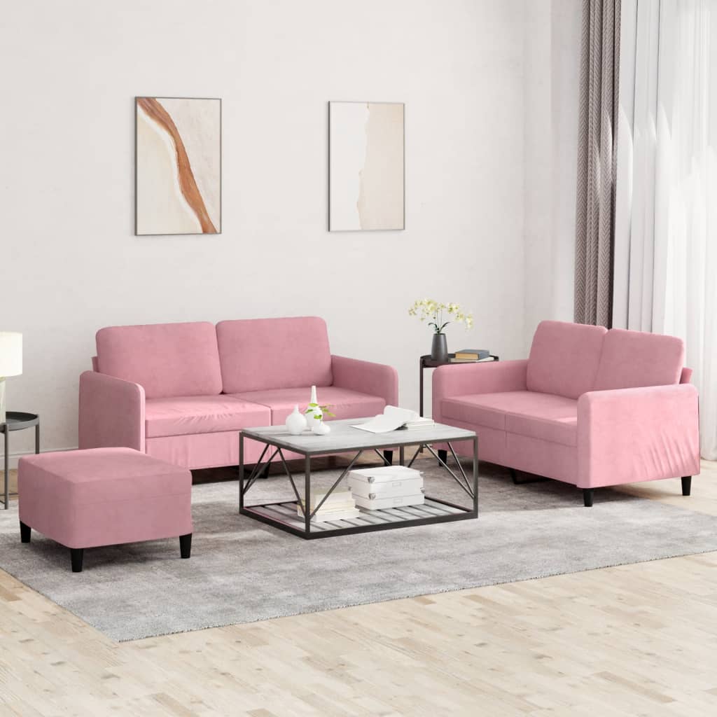 3-tlg. Sofagarnitur Rosa Samt