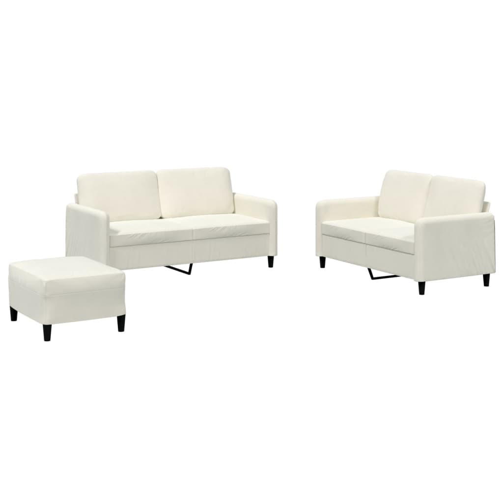 3-tlg. Sofagarnitur Creme Samt