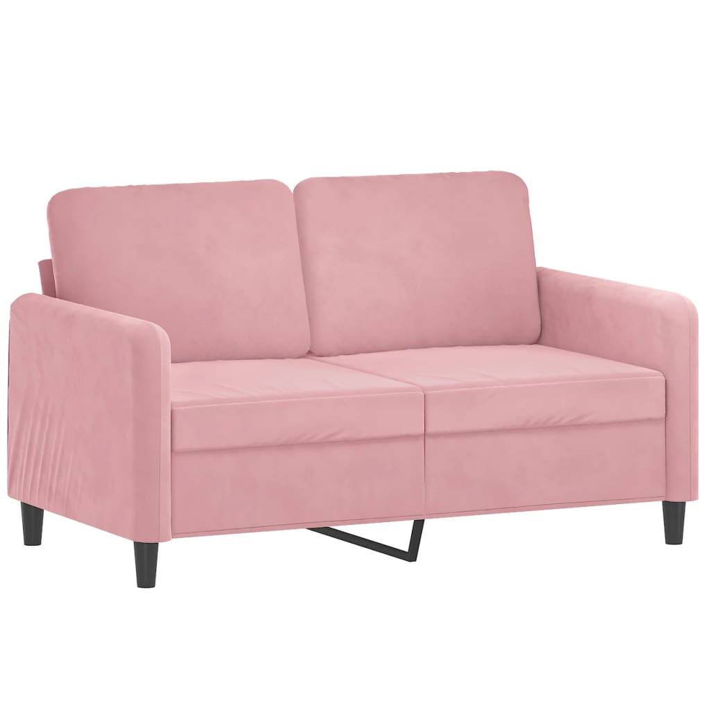 3-tlg. Sofagarnitur mit Kissen Rosa Samt