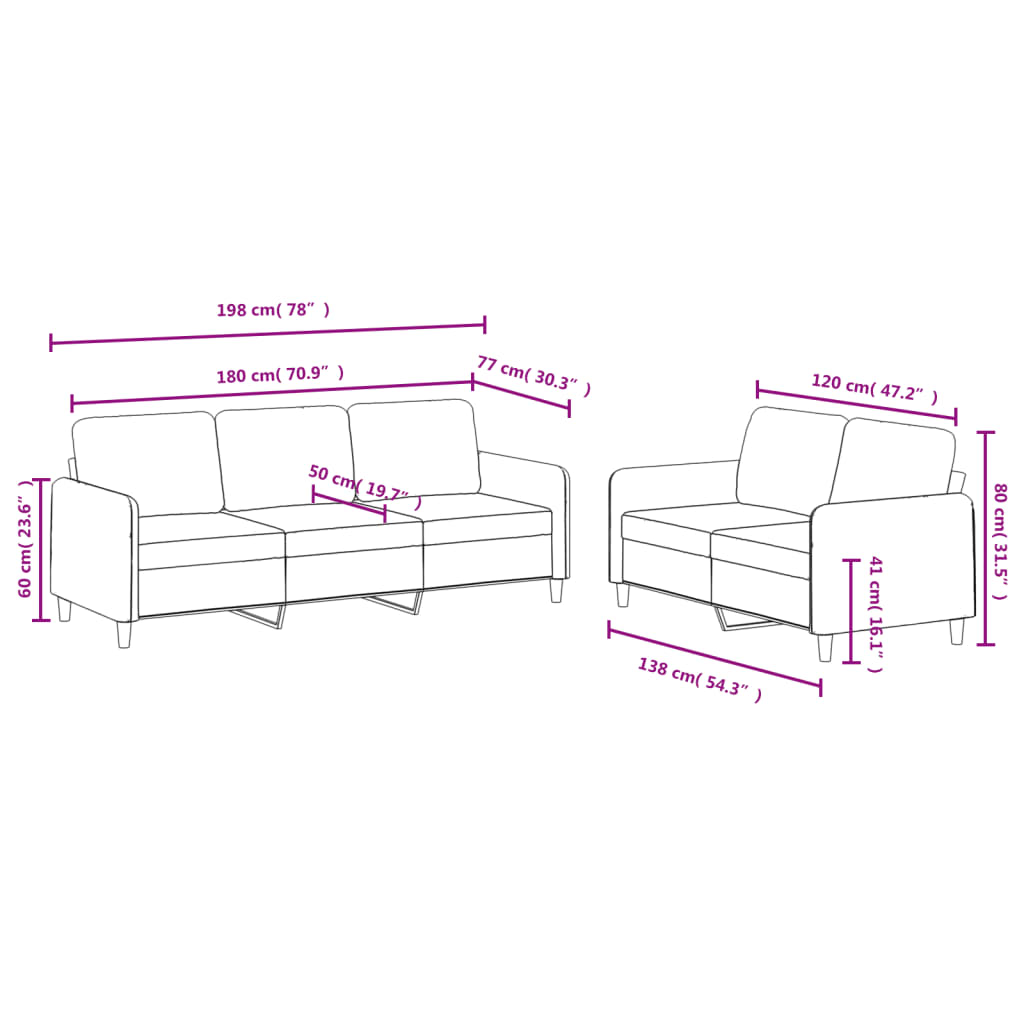 2-tlg. Sofagarnitur Creme Samt