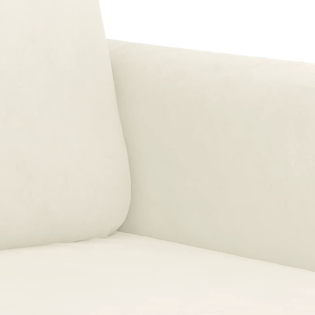 3-tlg. Sofagarnitur mit Kissen Creme Samt