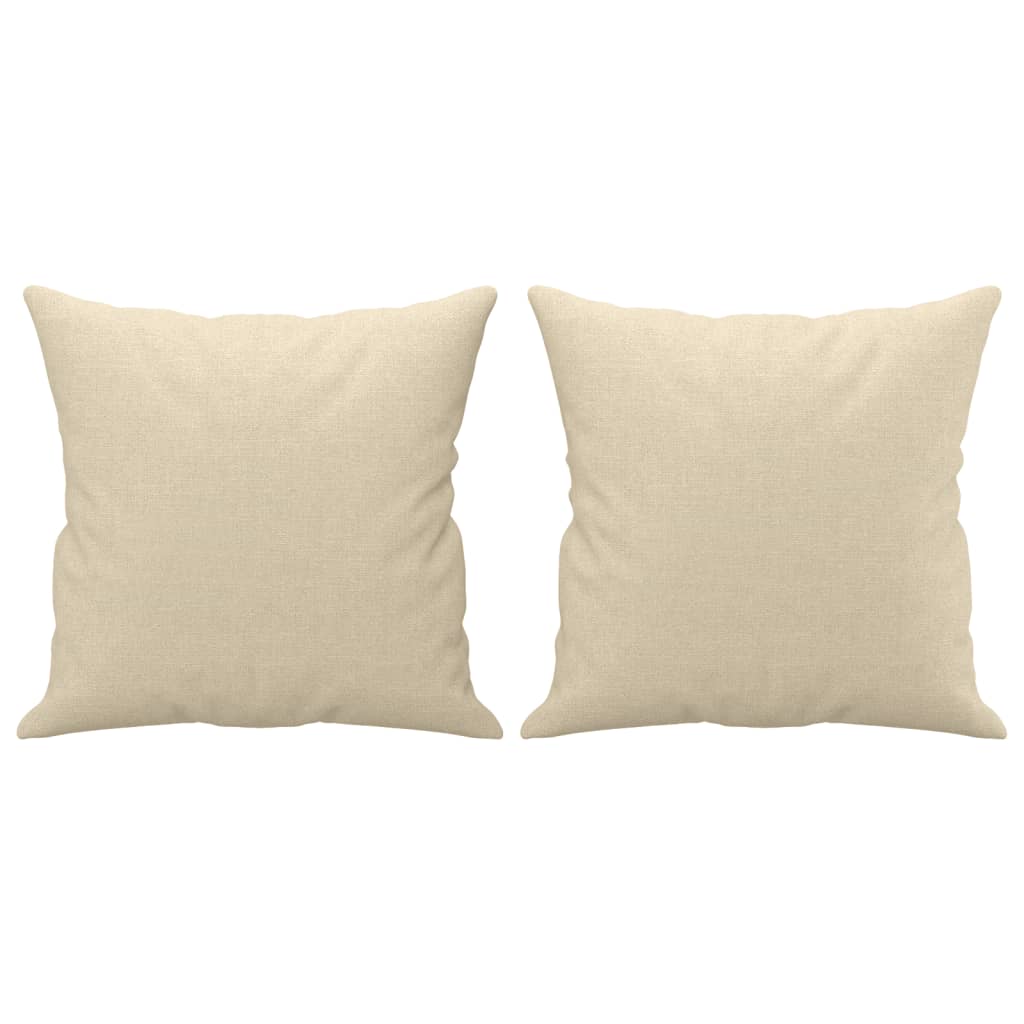 3-tlg. Sofagarnitur mit Kissen Creme Stoff
