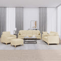 4-tlg. Sofagarnitur mit Kissen Creme Stoff