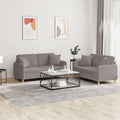 2-tlg. Sofagarnitur mit Kissen Taupe Stoff
