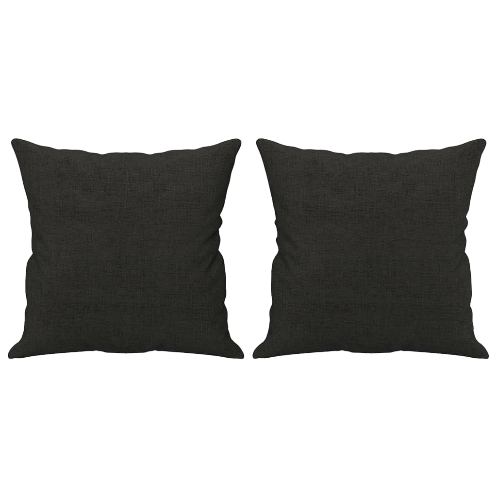 3-tlg. Sofagarnitur mit Kissen Schwarz Stoff