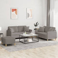 3-tlg. Sofagarnitur mit Kissen Taupe Stoff