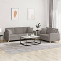 2-tlg. Sofagarnitur mit Kissen Taupe Stoff