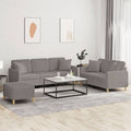 3-tlg. Sofagarnitur mit Kissen Taupe Stoff