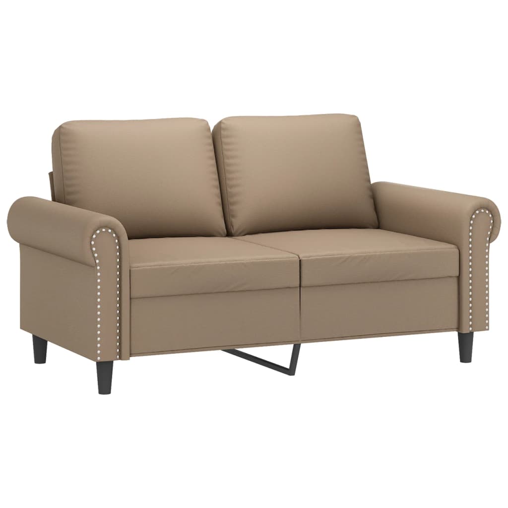 2-tlg. Sofagarnitur mit Kissen Cappuccino-Braun Kunstleder