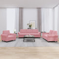 3-tlg. Sofagarnitur mit Kissen Rosa Samt
