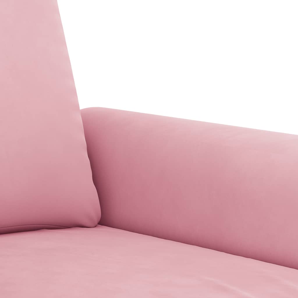 3-tlg. Sofagarnitur mit Kissen Rosa Samt