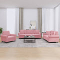 3-tlg. Sofagarnitur mit Kissen Rosa Samt
