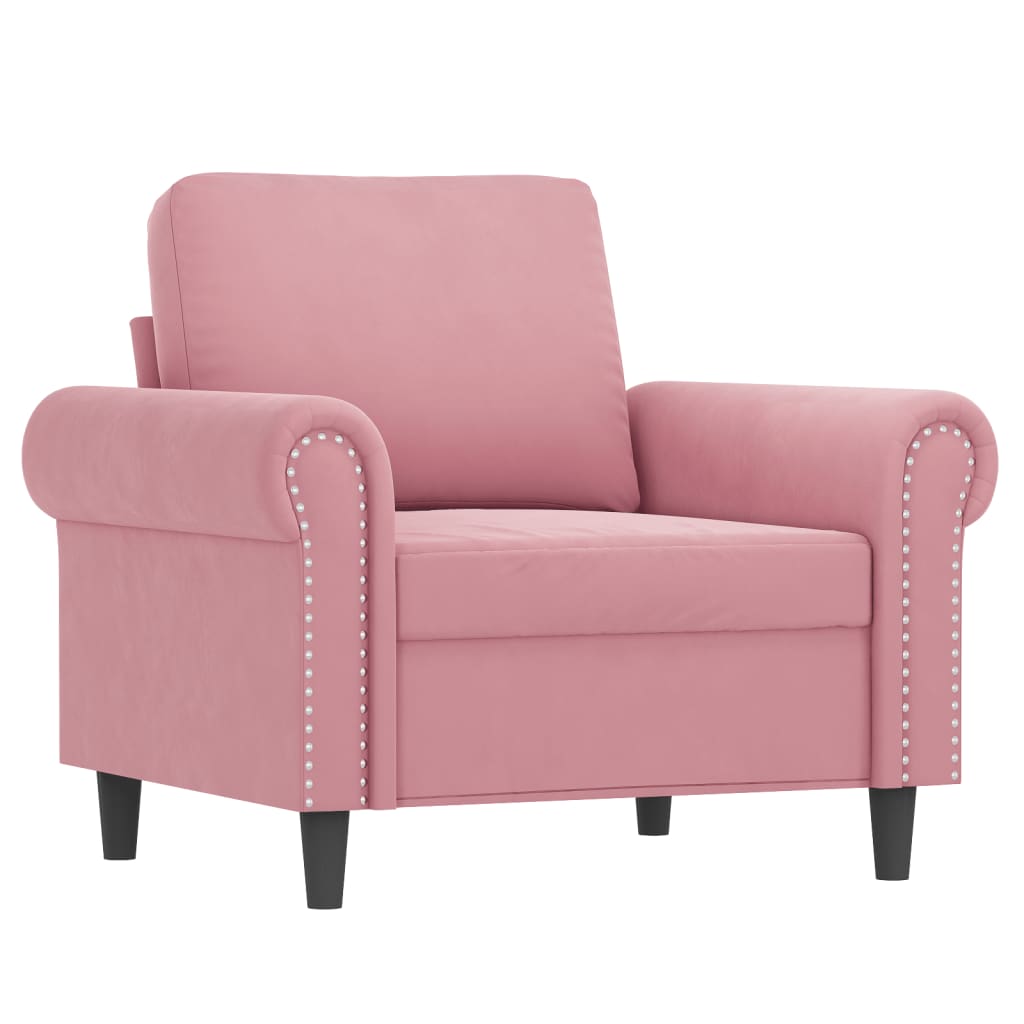 4-tlg. Sofagarnitur mit Kissen Rosa Samt