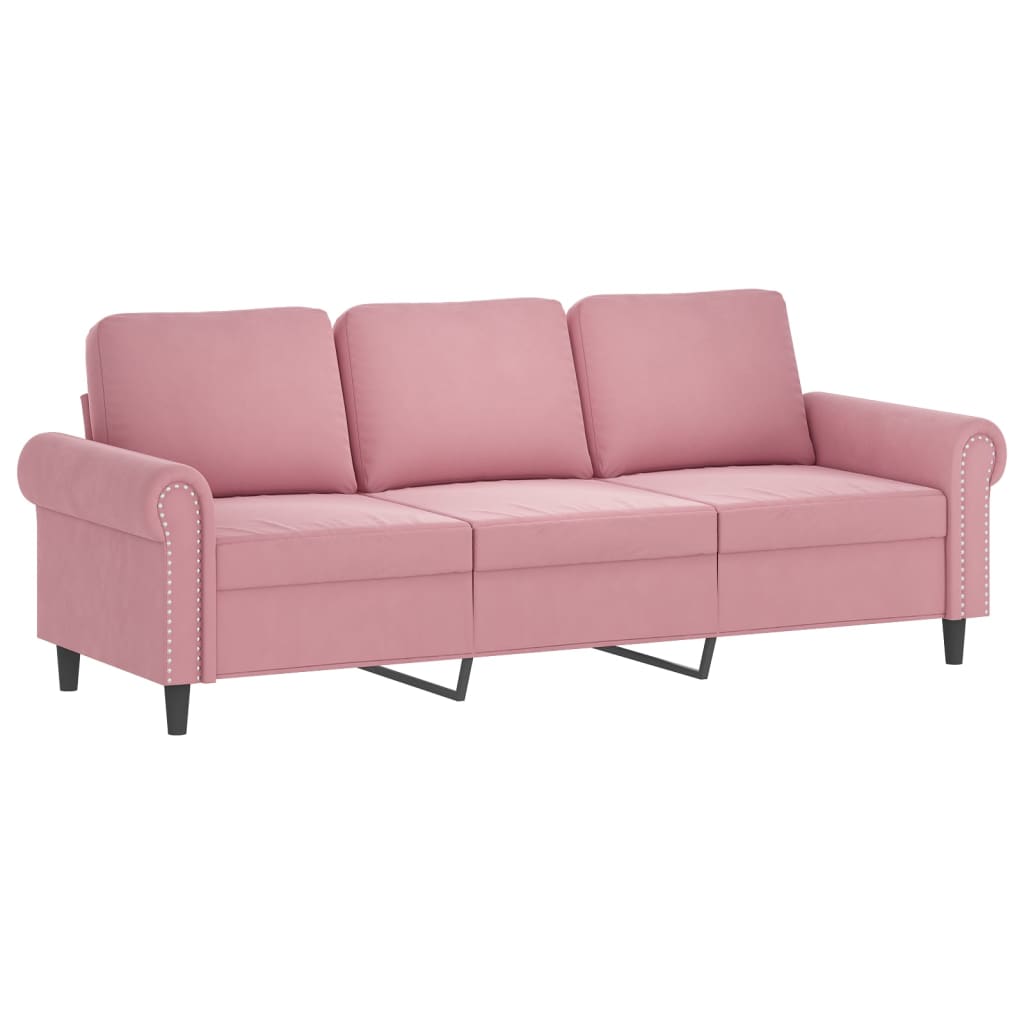 4-tlg. Sofagarnitur mit Kissen Rosa Samt