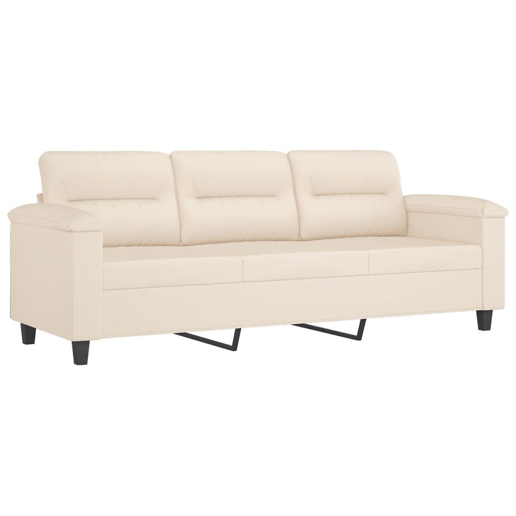 4-tlg. Sofagarnitur mit Kissen Beige Mikrofasergewebe