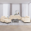 4-tlg. Sofagarnitur mit Kissen Beige Mikrofasergewebe
