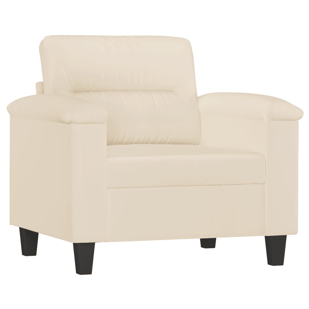 4-tlg. Sofagarnitur mit Kissen Beige Mikrofasergewebe