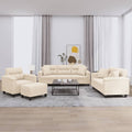 4-tlg. Sofagarnitur mit Kissen Beige Mikrofasergewebe