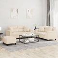 3-tlg. Sofagarnitur mit Kissen Beige Mikrofasergewebe