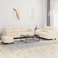 3-tlg. Sofagarnitur mit Kissen Beige Mikrofasergewebe