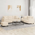 3-tlg. Sofagarnitur mit Kissen Beige Mikrofasergewebe
