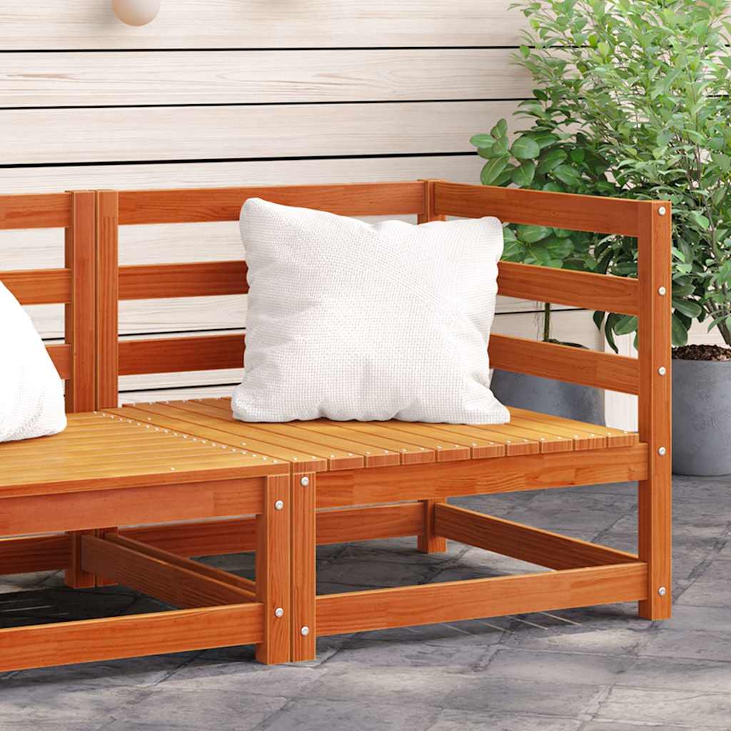 Garten-Ecksofa Wachsbraun 70x70x67 cm Massivholz Kiefer