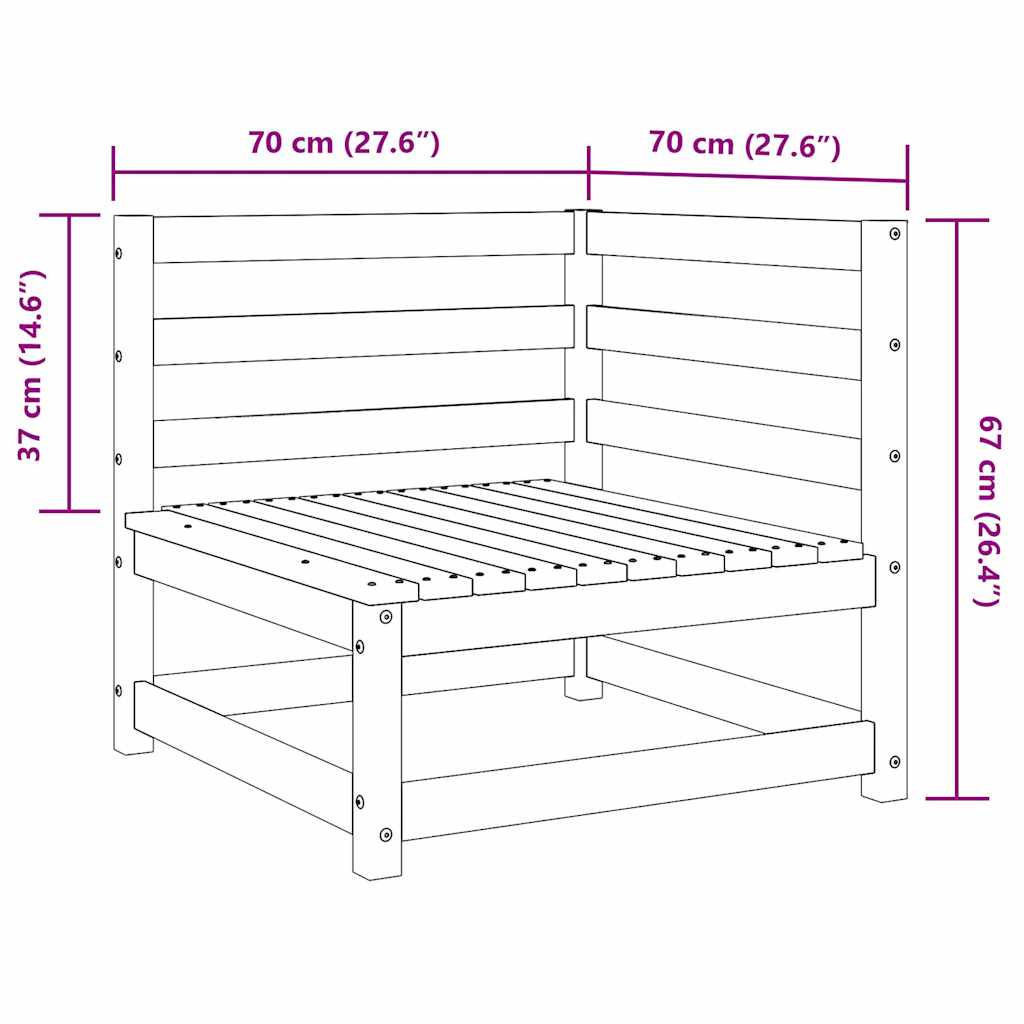 Garten-Ecksofa 70x70x67 cm Massivholz Douglasie